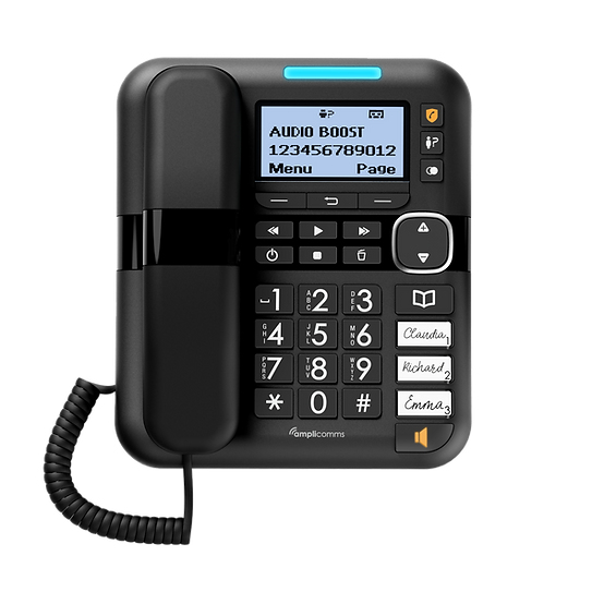 amplicomms BigTel 1580 DECT-telefon Namn och uppringnings-ID Svart