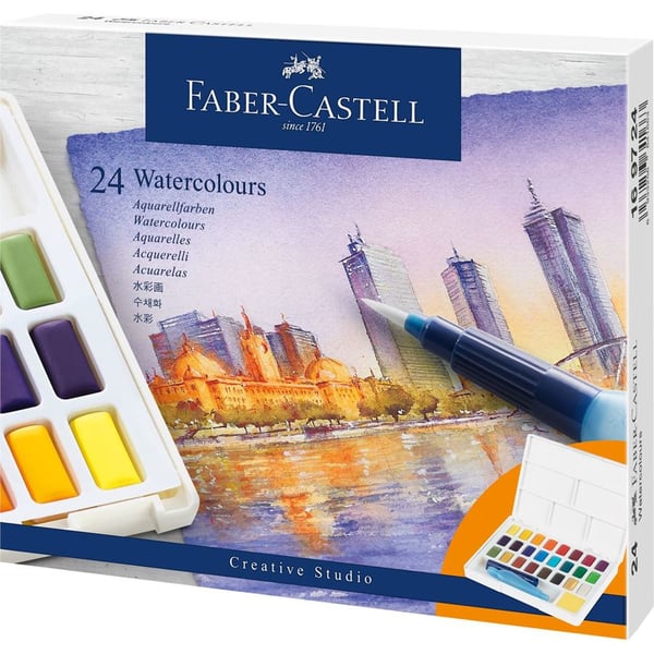 Miniatyrbild 1 av 3: Faber-Castell 169724 akvarellfärger Multi Palett 24 styck