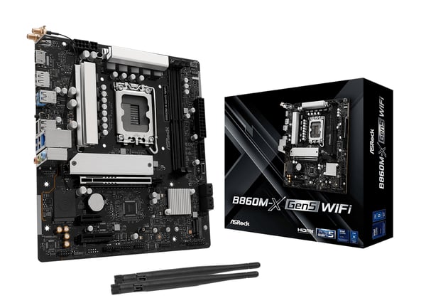 Miniatyrbild 1 av 6: Asrock B860M-X Gen5 WiFi Intel B860 LGA 1851 (Socket V1) micro ATX
