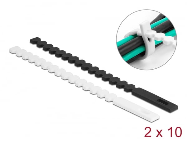 Miniatyrbild 3 av 3: DeLOCK 19002 buntband Löstagbart buntband Termoplastisk elastomer (TPE) Svart, Vit 20 styck