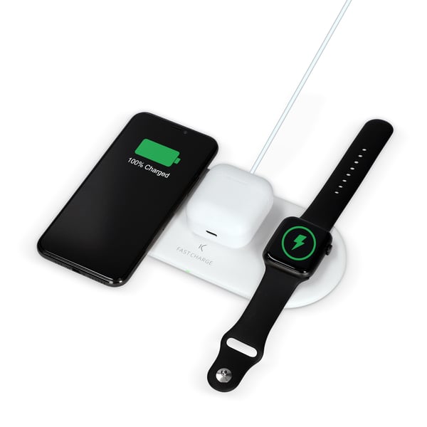 Ksix BXCQI10QC02 oplader til mobil enhed Hovedtelefoner, Headset, Smartphone, SmartWatch Hvid Vekselstrøm, USB Hurtig opladning Indendørs