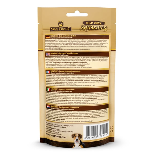 Miniatyrbillede 2 af 2: Wolfsblut Wild Duck Squashies Hund Snacks And, Sød kartoffel 100 g