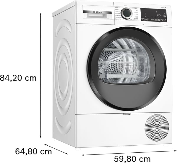 Miniatyrbillede 11 af 17: Bosch Serie 6 WQG233D1II tørretumbler Fritstående Front-læsning 8 kg Hvid