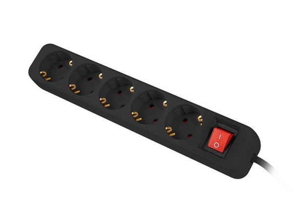 Miniatyrbillede 4 af 4: Lanberg PS1-05F-0150-BK stikdåse 1,5 m 5 AC stikkontakt(er) Indendørs Sort
