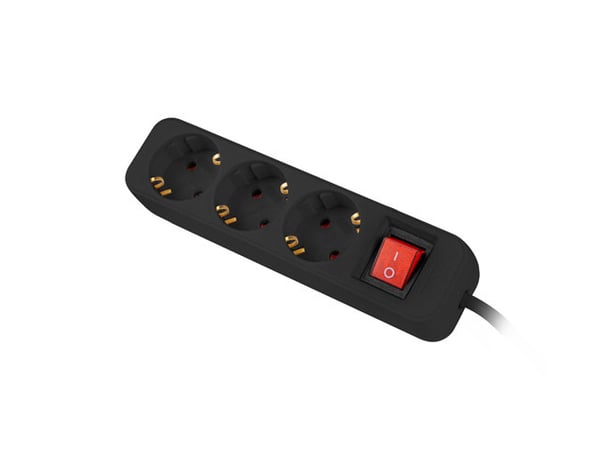 Miniatyrbillede 2 af 4: Lanberg PS1-03F-0150-BK stikdåse 1,5 m 3 AC stikkontakt(er) Indendørs Sort
