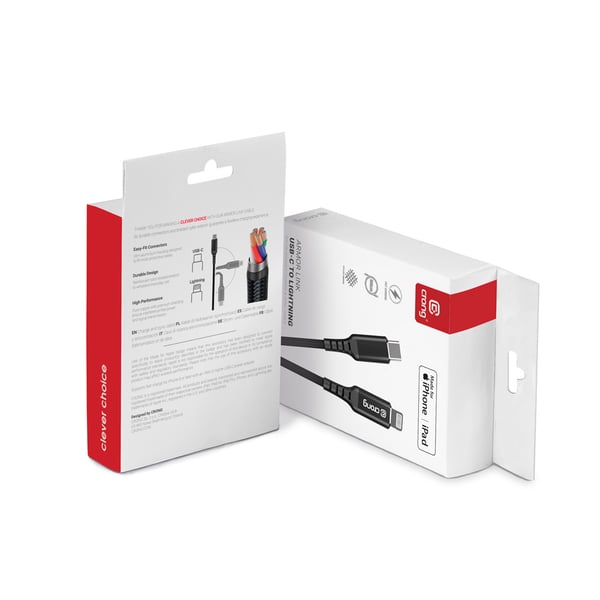 Crong CRG-AL15USCL-BLK Lightning kabel 1,5 m Aluminium, Sort