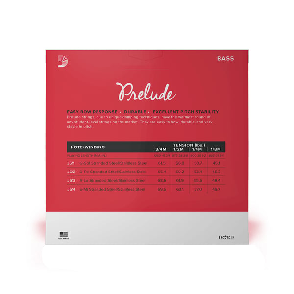 Miniatyrbild 3 av 3: D'Addario J610 3/4M musikinstrumentsträng Bas 4 styck Stål Fiol