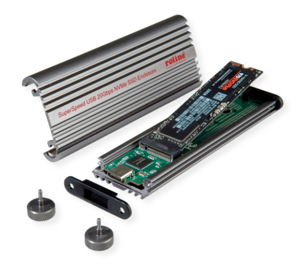 Miniatyrbillede 4 af 5: ROLINE 16.01.4147 drevkabinet SSD kabinet Aluminium, Sort M.2