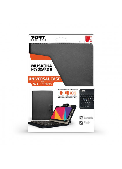 Port Designs Muskoka Keyboard II 9/11 Fransk Bluetooth Sort