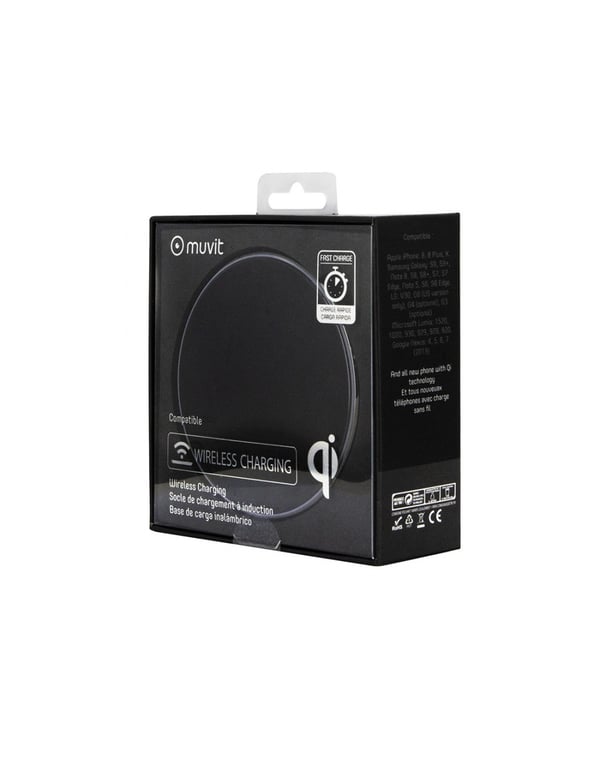 Miniatyrbillede 2 af 5: Muvit MUWIR0013 oplader til mobil enhed Universel Sort USB Trådløs opladning Indendørs
