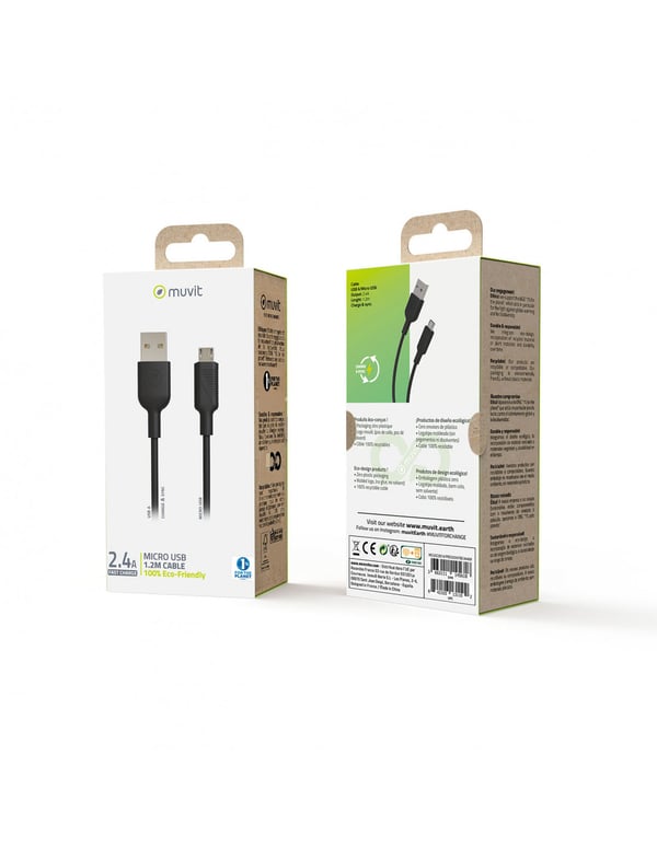 Muvit MCUSC0014 USB-kaapeli 1,2 m USB A Micro-USB B Musta