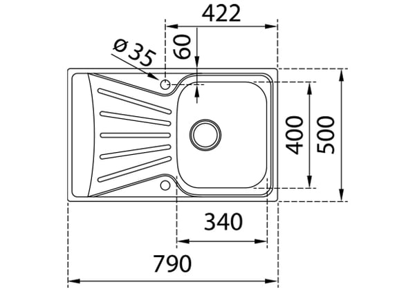 Miniatyrbillede 6 af 7: Teka StarBright 45 E-XP 1C 1E Top-monteret vask Rektangulær Rustfrit stål