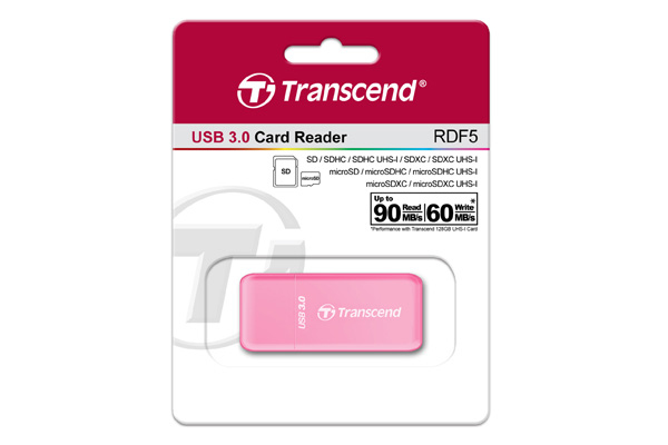 Transcend RDF5 kortinlukija USB 3.2 Gen 1 (3.1 Gen 1) Type-A Vaaleanpunainen