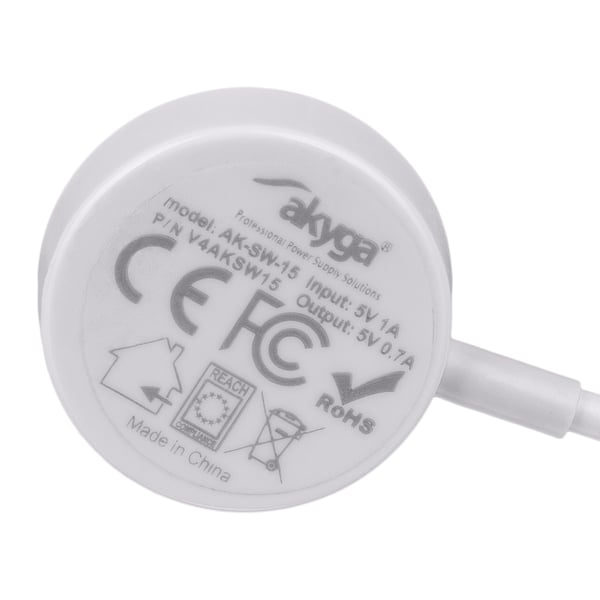 Pikkukuva 2 / 4: Akyga AK-SW-15 mobiililaitteen laturi Älykello Valkoinen USB Sisätila