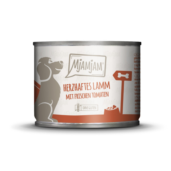 Miniatyrbild 1 av 2: MjAMjAM 4260512871314 blötfoder till hund Lamm, Tomat Vuxen 200 g