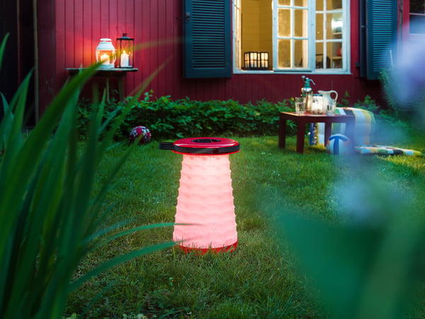 Wedo Teleskop-Hocker mit LED Funktion Rund Sort, Rød, Hvid