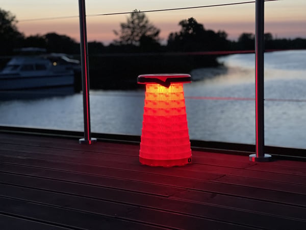 Wedo Teleskop-Hocker mit LED Funktion Rund Sort, Rød, Hvid