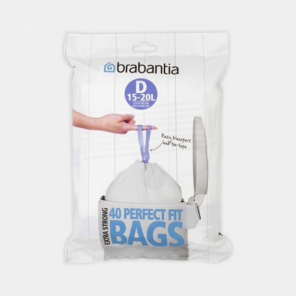Miniatyrbild 1 av 4: Brabantia PerfectFit soppåsar 20 l Vit 40 styck