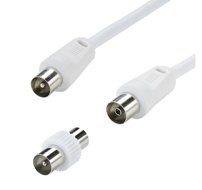 Erard 724510 koaxial kabel 3C-2V 2 m TV 9.52mm 3C2V Hvid
