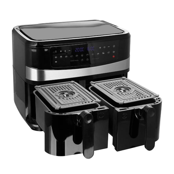 Miniatyrbillede 2 af 6: Emerio AF-126672 frituregryde Dobbelt 9 L Enkeltstående 1700 W Varmluftsteger Sort, Sølv