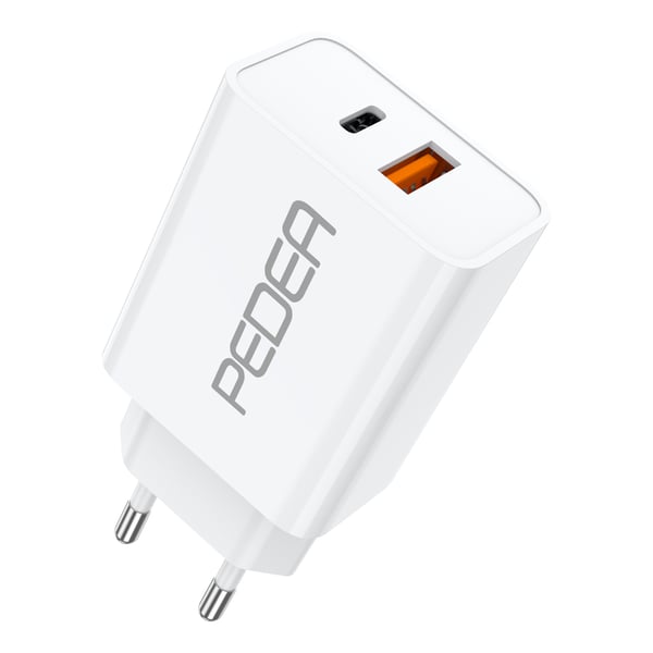 PEDEA Hurtigoplader \"Dual\" 20 Watt til USB Type A/C, hvid (60040100)