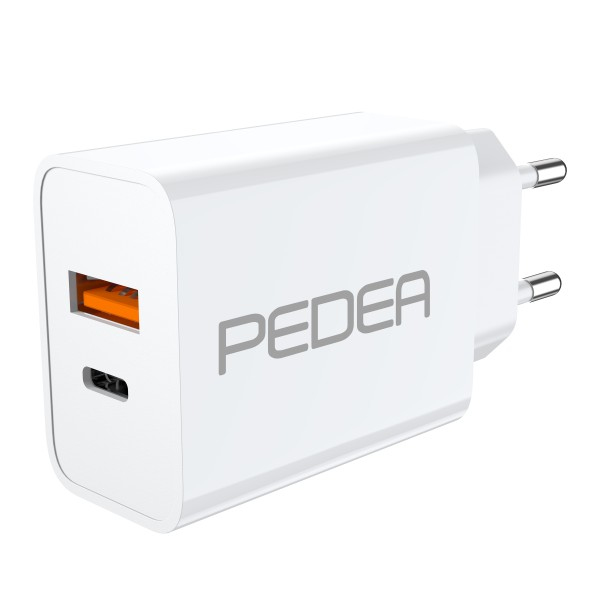 PEDEA pikalaturi \"Dual\" 20 wattia USB A/C -tyypille, valkoinen (60040100)