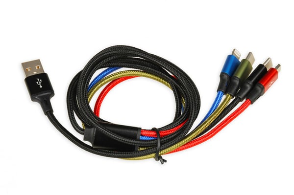 iBox Universal 4 in 1 charging cable I-BOX USB IKUM4W1 - Kabel USB-kaapeli 1,2 m Micro-USB A 2 x USB C Monivärinen
