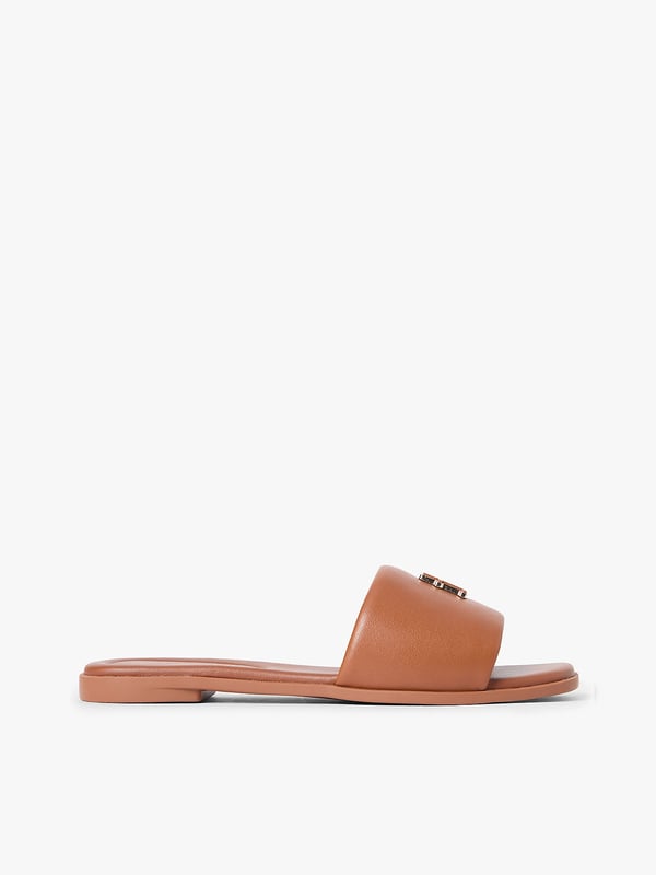 Tommy Hilfiger Leather TH Monogram Strap Mules Sko uden hælkappe Hunstik Bronze
