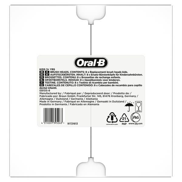 Miniatyrbillede 1 af 4: Oral-B Kids 81748472 børstehoved til elektrisk tandbørste 8 stk Flerfarvet