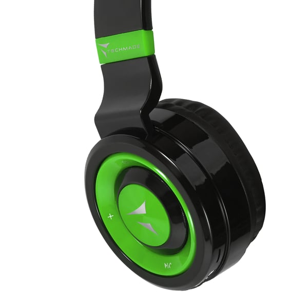 Techmade TM-046-GR hovedtelefoner/headset Kabel & trådløs Musik Micro-USB Bluetooth Sort, Grøn