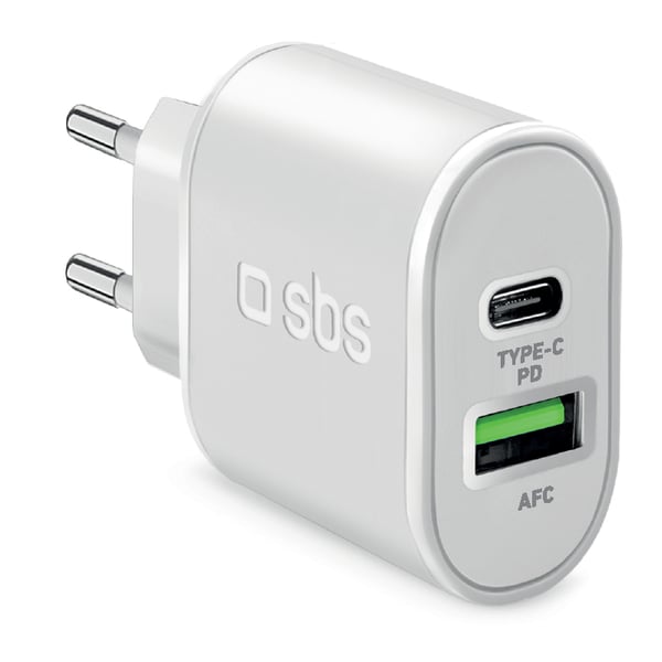 Pikkukuva 1 / 2: SBS TETRPD20W mobiililaitteen laturi Älypuhelin, Tabletti Valkoinen AC Pikalataus Sisätila