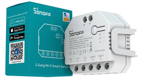 Sonoff Dual R3 Kabel & trådløs Hvid