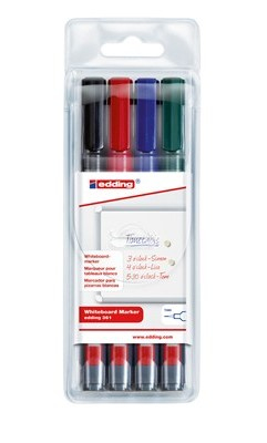 Edding 361 märkpennor 4 styck Fibre tip Svart, Blå, Grön, Röd