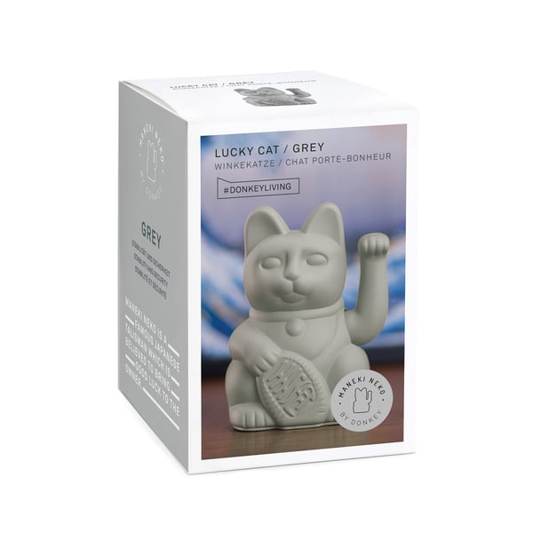 Donkey Products Lucky Cat staty och prydnadsfigur Grå Plast