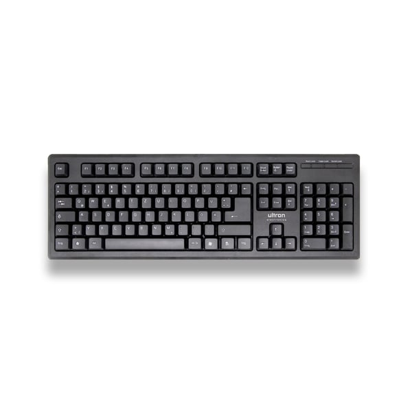 Miniatyrbillede 3 af 3: Ultron UMC-200 tastatur Mus inkluderet Universel USB QWERTZ Tysk Sort