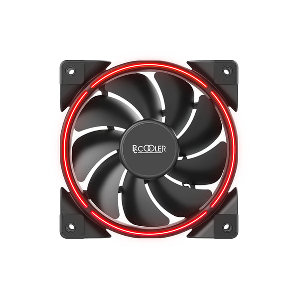 PCCOOLER CORONA Beleuchtung Rot Lüfter Computerkabinet Ventilator 12 cm Sort, Rød