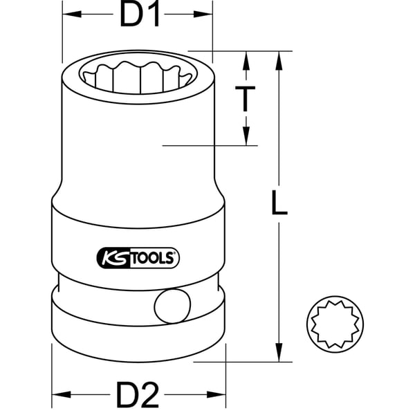 Miniatyrbild 2 av 2: KS Tools 515.0926 hylsa till mutterdragare Slaghylsa