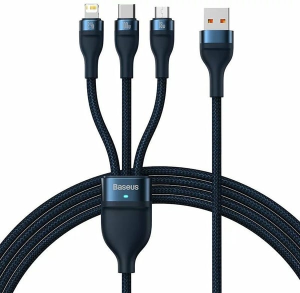 Miniatyrbillede 1 af 4: Baseus CASS030003 USB-kabel 1,2 m USB A USB C/Micro USB-A/Lightning 100 W Blå