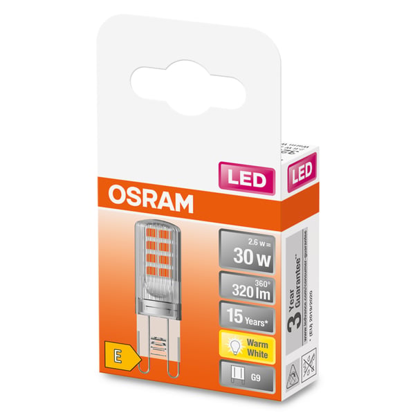 Osram STAR LED-lamppu Lämmin valkoinen 2700 K 2,6 W G9 E