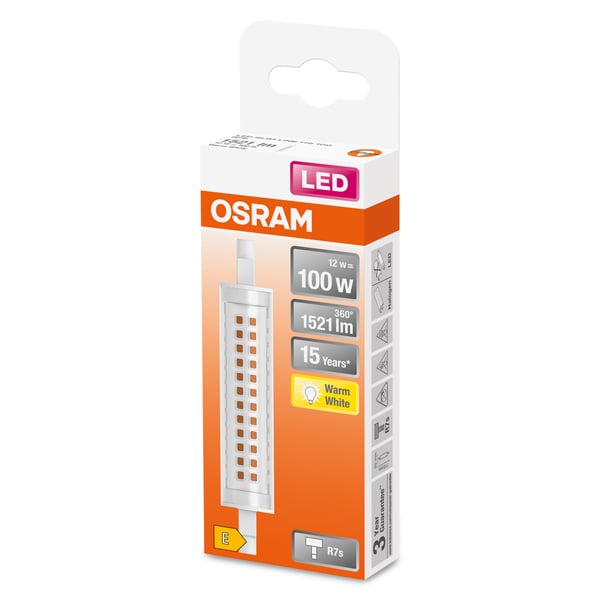 Miniatyrbild 4 av 6: Osram SLIM LINE LED-lampor Varmvitt 2700 K 12 W R7s E