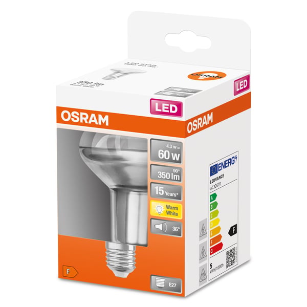 Miniatyrbillede 2 af 4: Osram STAR LED-lampe Varm hvid 2700 K 4,3 W E27 F