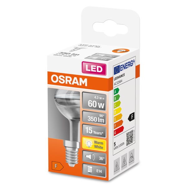 Miniatyrbillede 4 af 4: Osram STAR LED-lampe Varm hvid 2700 K 4,3 W E14 F