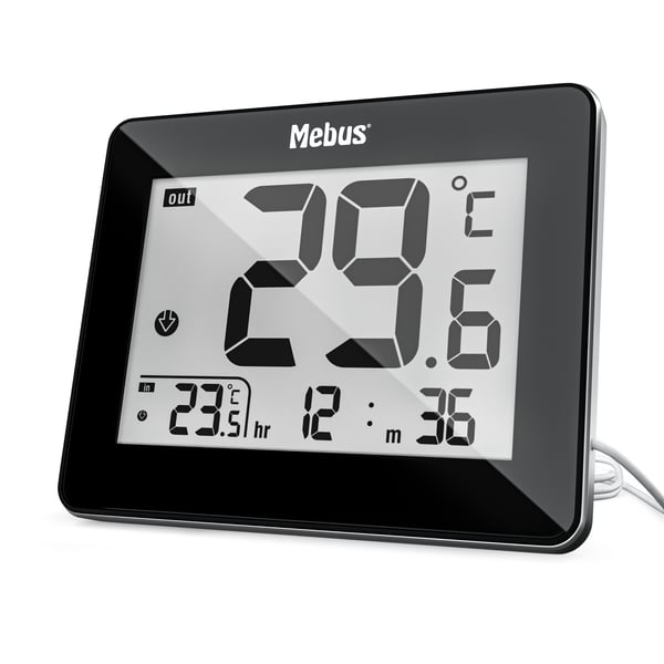 Mebus 48432 termometer til miljøet Elektronisk miljøtermometer Indendørs/udendørs Sort