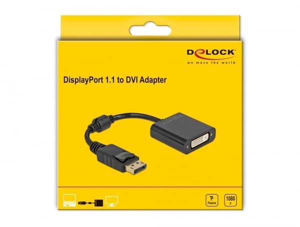 Miniatyrbillede 2 af 2: DeLOCK 61008 videokabel adapter 0,15 m DisplayPort DVI-D Sort