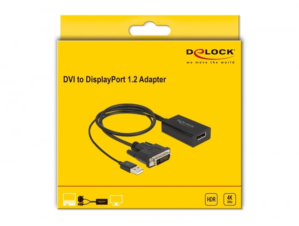 Miniatyrbillede 2 af 2: DeLOCK 63189 videokabel adapter 0,5 m DVI DisplayPort Sort