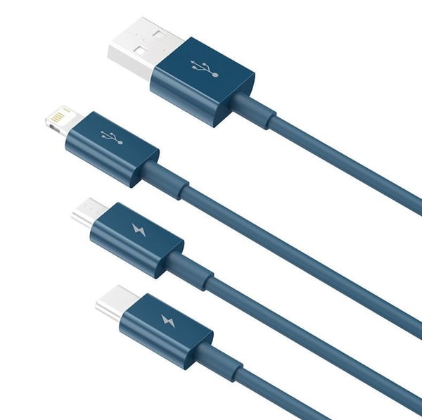 Miniatyrbillede 6 af 7: Baseus CAMLTYS-03 USB-kabel 1,5 m USB A USB C/Micro-USB B/Lightning 0,48 Gbit/sek. Blå
