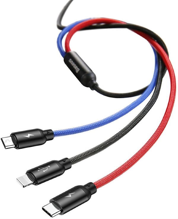 Baseus CAMLT-ASY01 USB-kaapeli 0,3 m USB A USB C/Micro USB A/Lightning Musta