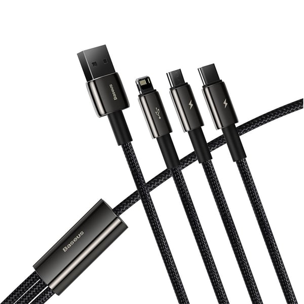 Miniatyrbillede 11 af 11: Baseus Tungsten Gold 3-in-1 USB-kabel USB 2.0 1,5 m USB A USB C/Micro USB A/Lightning 0,48 Gbit/sek. Sort