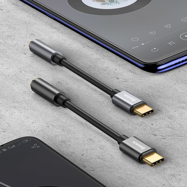 Baseus L54 kabel til mobiltelefon Sort, Grå USB C 3.5mm
