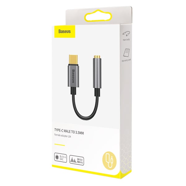 Baseus L54 kabel til mobiltelefon Sort, Grå USB C 3.5mm